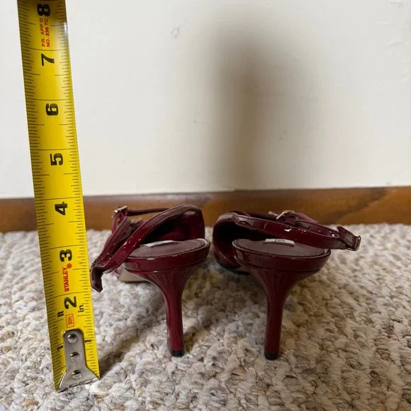Steve Madden Liana Wine Red Patent Multi Strap Slingback Kitten Heel Pumps 8.5M - Picture 4 of 9